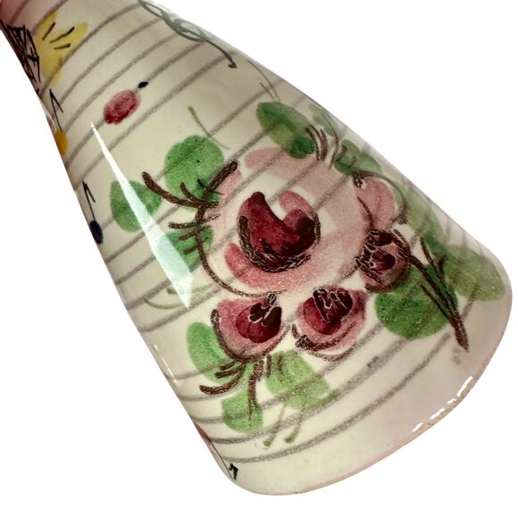 VTG Set 2 Ulmer Keramik German Hand Painted Porcelain Musical Notes & Bird Vases - Picture 3 of 9